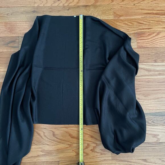 Black Scarf w/ Fringe Womens One Size Minimalist Casual Basic Simple Soft Wrap - Picture 5 of 7